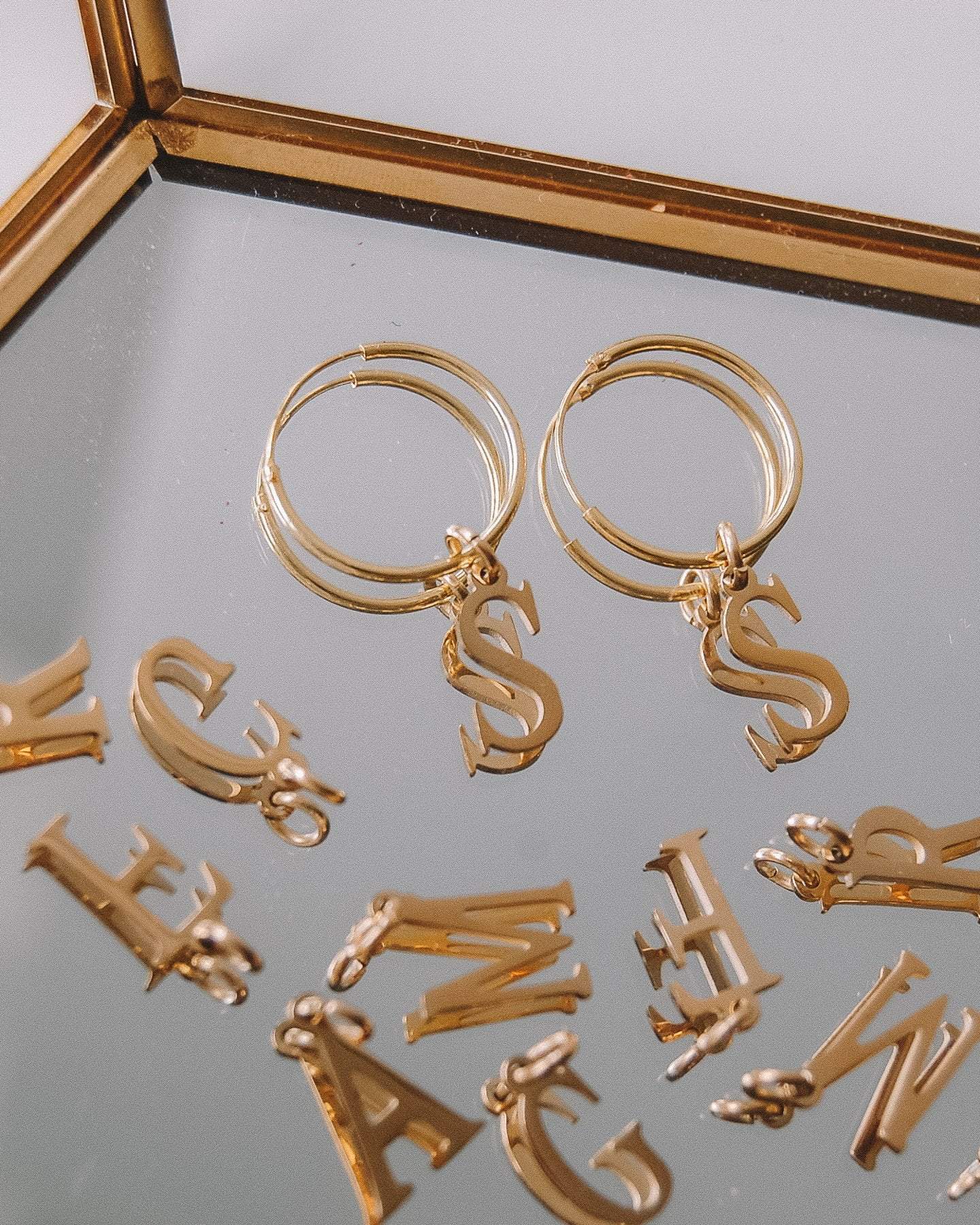 galablack Jewelry Letter Hoops